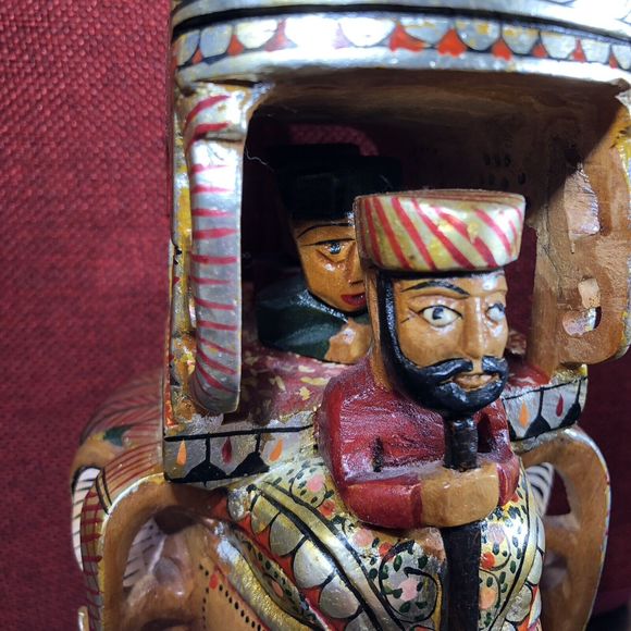 Kadamba Ambari Wooden Handcrafted Painted Elephant Figure 10” India Artwork - Picture 4 of 16